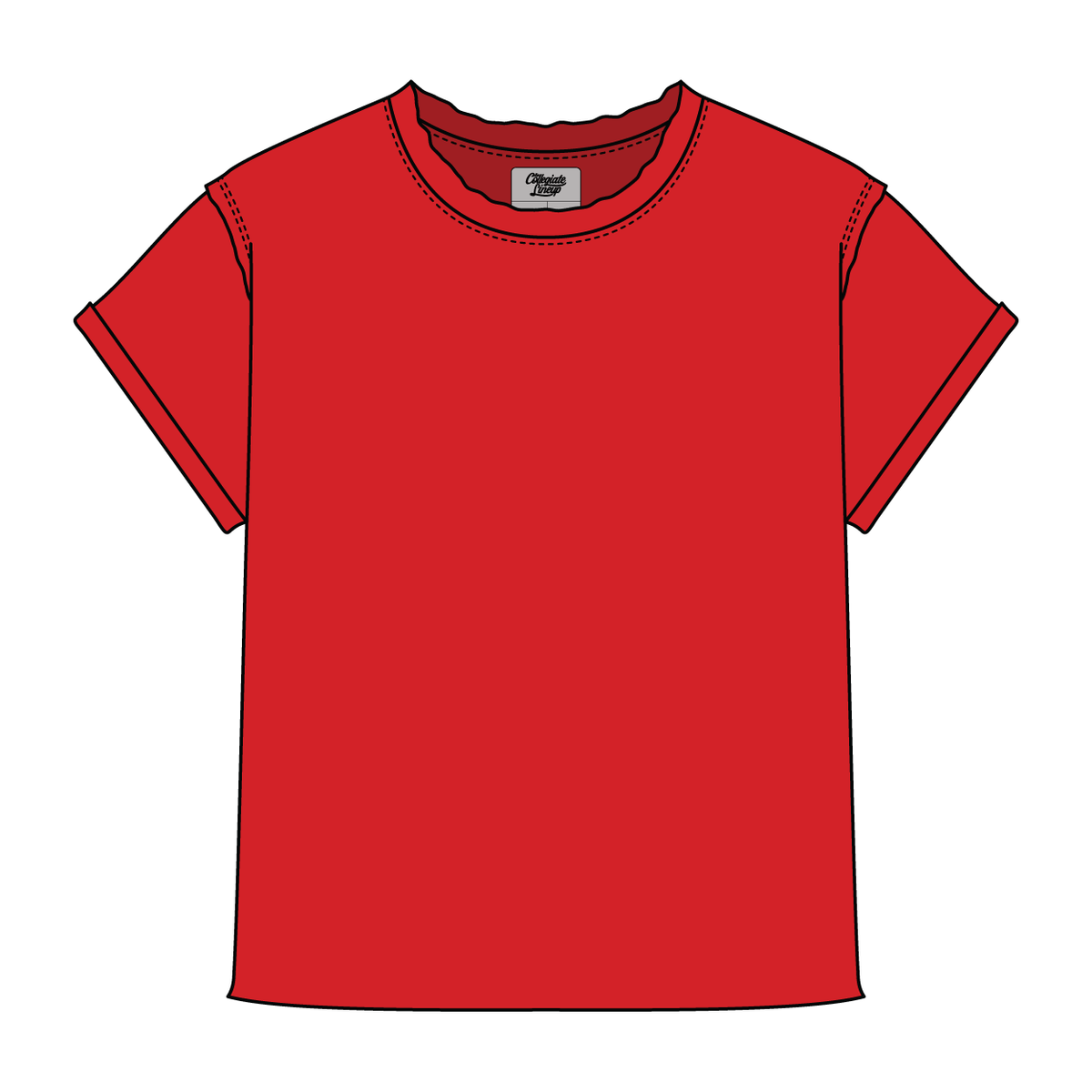 Women’s Full Length Boxy Raw Seamed T-Shirt with Cuffed Sleeves