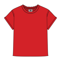 Women’s Full Length Boxy Raw Seamed T-Shirt with Cuffed Sleeves