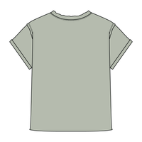 Women’s Full Length Boxy Raw Seamed T-Shirt with Cuffed Sleeves