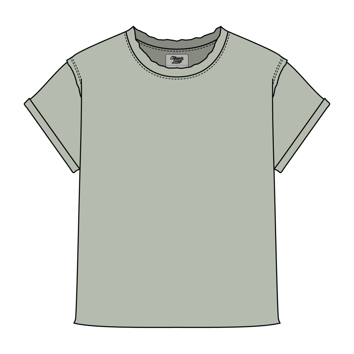 Women’s Full Length Boxy Raw Seamed T-Shirt with Cuffed Sleeves