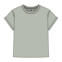 Women’s Full Length Boxy Raw Seamed T-Shirt with Cuffed Sleeves