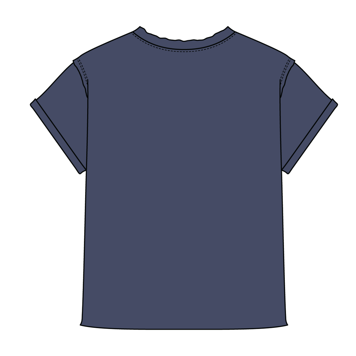 Women’s Full Length Boxy Raw Seamed T-Shirt with Cuffed Sleeves