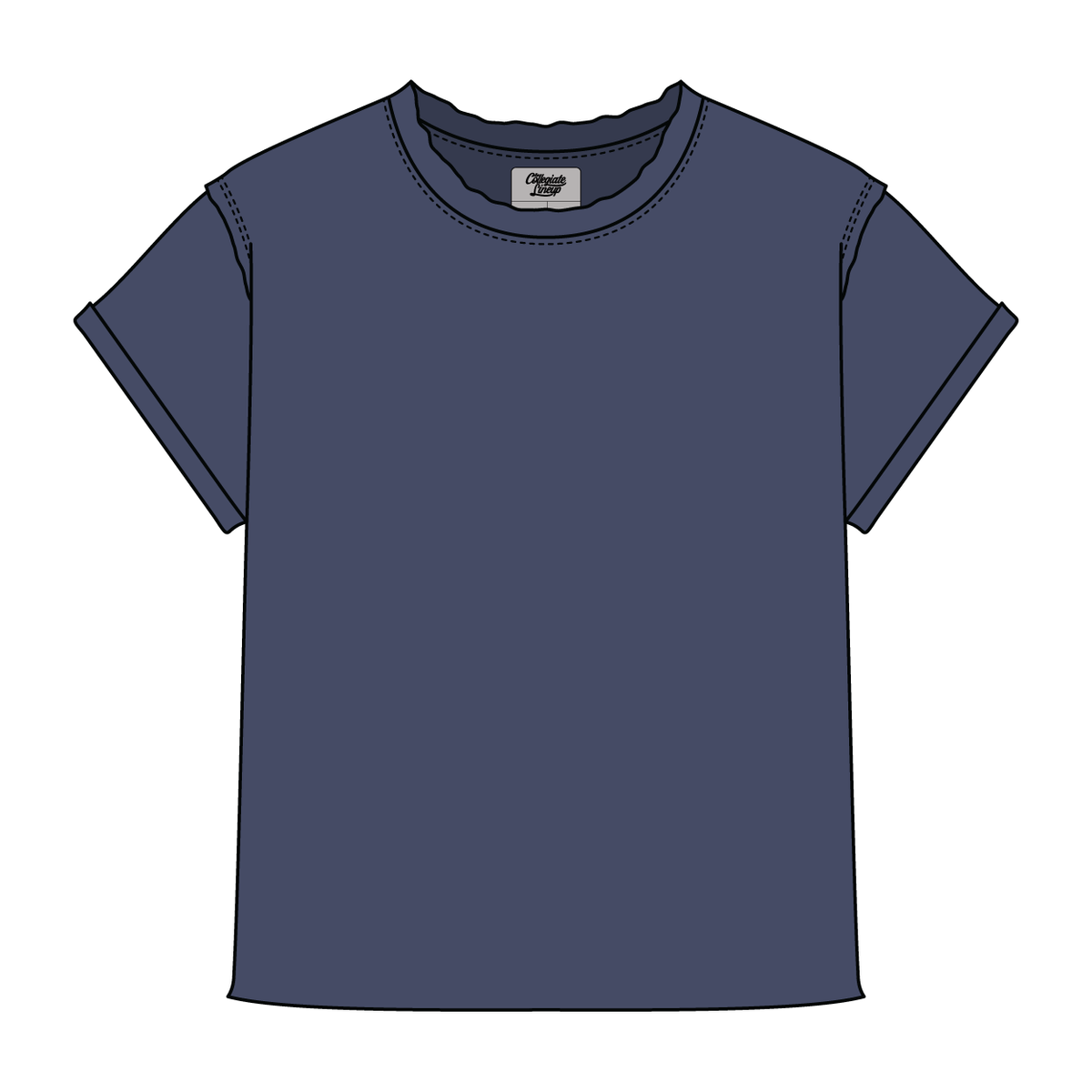 Women’s Full Length Boxy Raw Seamed T-Shirt with Cuffed Sleeves