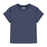 Women’s Full Length Boxy Raw Seamed T-Shirt with Cuffed Sleeves