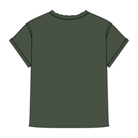 Women’s Full Length Boxy Raw Seamed T-Shirt with Cuffed Sleeves
