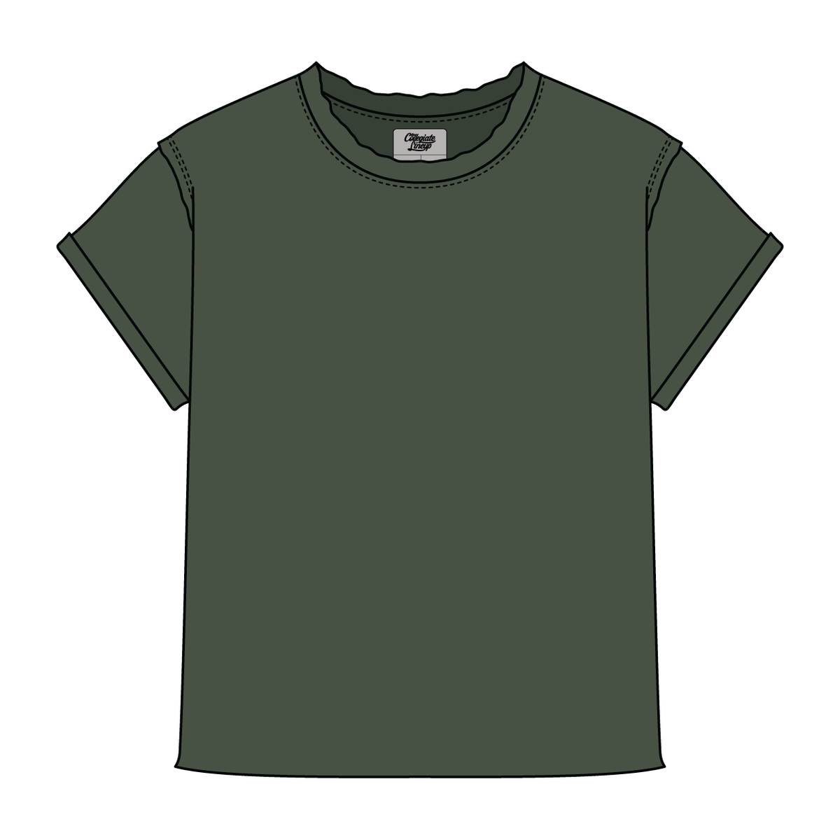 Women’s Full Length Boxy Raw Seamed T-Shirt with Cuffed Sleeves