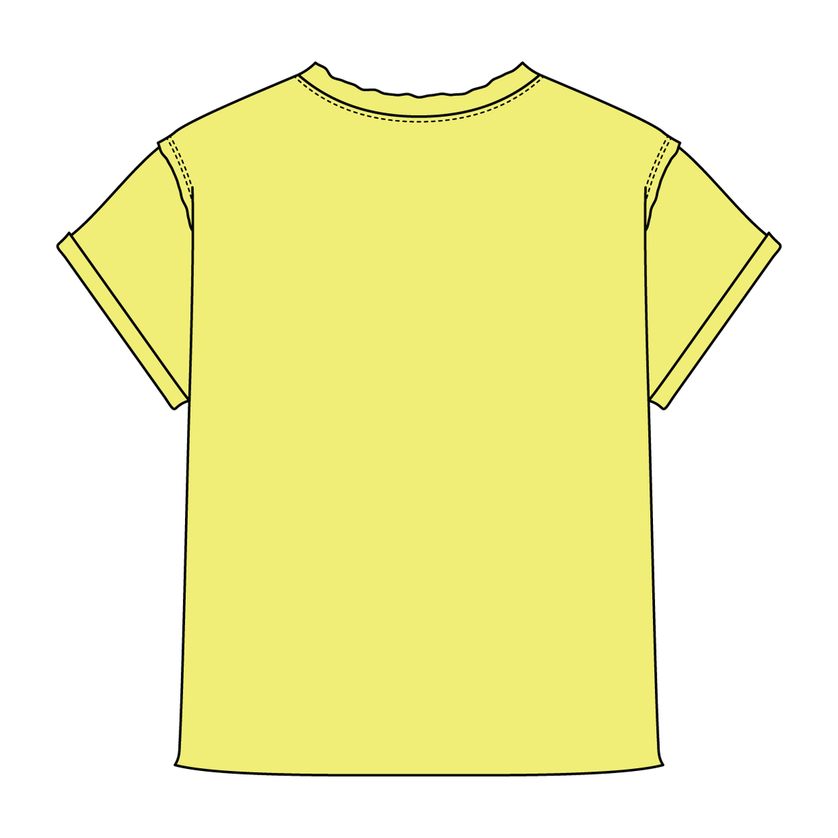 Women’s Full Length Boxy Raw Seamed T-Shirt with Cuffed Sleeves