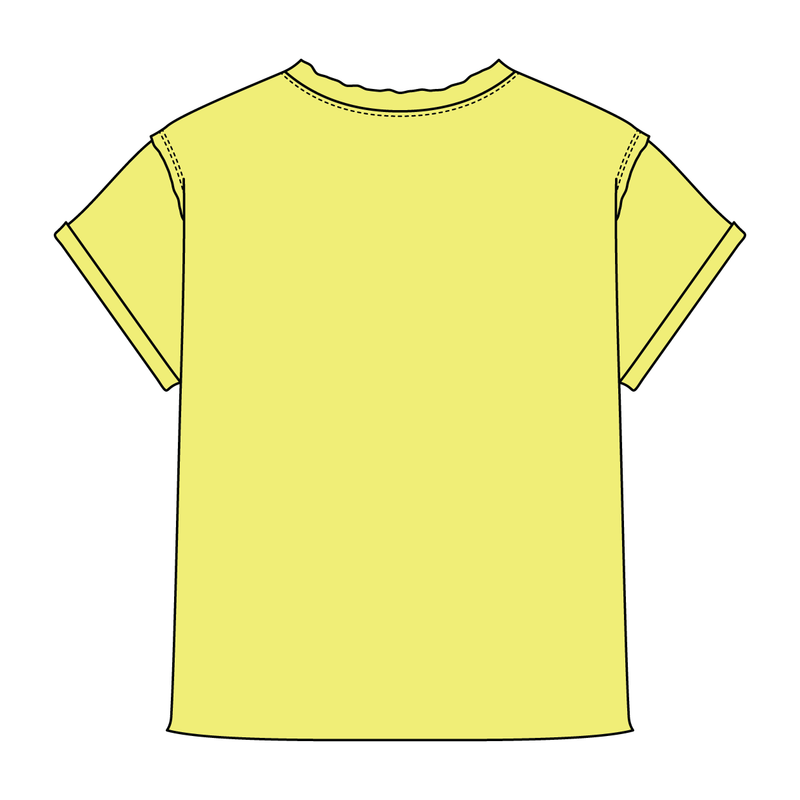 Women’s Full Length Boxy Raw Seamed T-Shirt with Cuffed Sleeves
