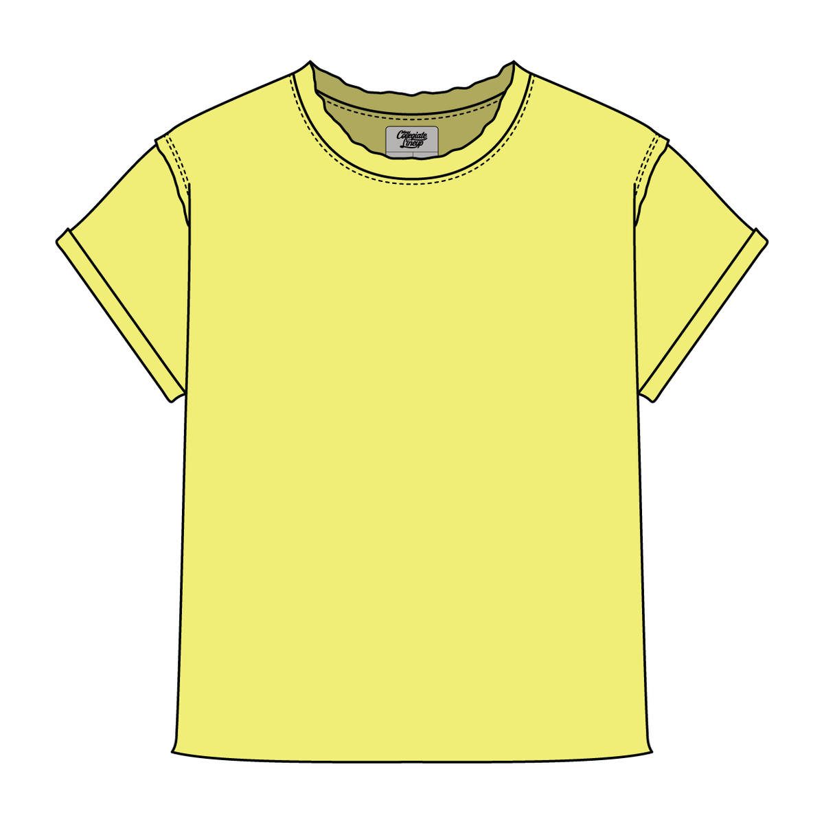 Women’s Full Length Boxy Raw Seamed T-Shirt with Cuffed Sleeves