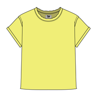 Women’s Full Length Boxy Raw Seamed T-Shirt with Cuffed Sleeves
