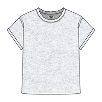 Women’s Full Length Boxy Raw Seamed T-Shirt with Cuffed Sleeves