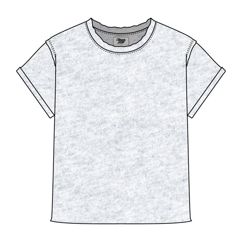Women’s Full Length Boxy Raw Seamed T-Shirt with Cuffed Sleeves
