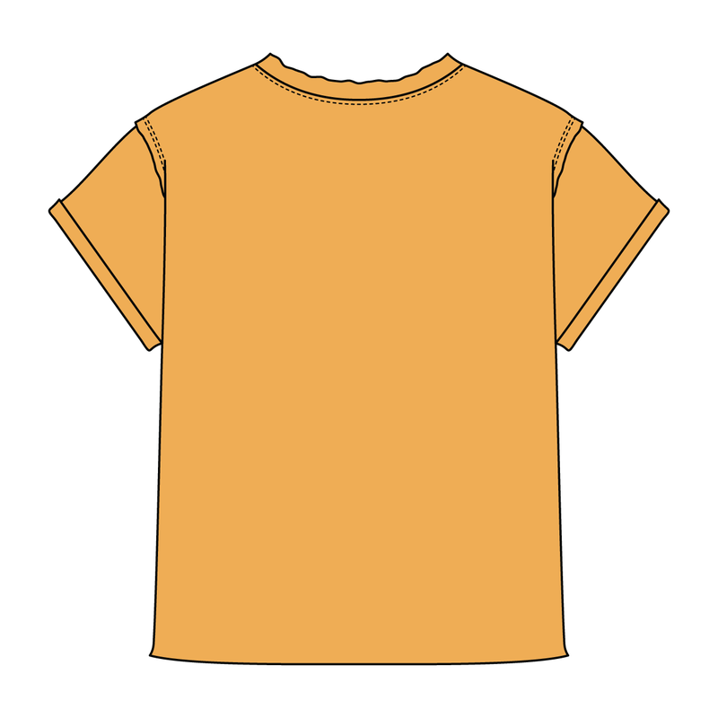 Women’s Full Length Boxy Raw Seamed T-Shirt with Cuffed Sleeves