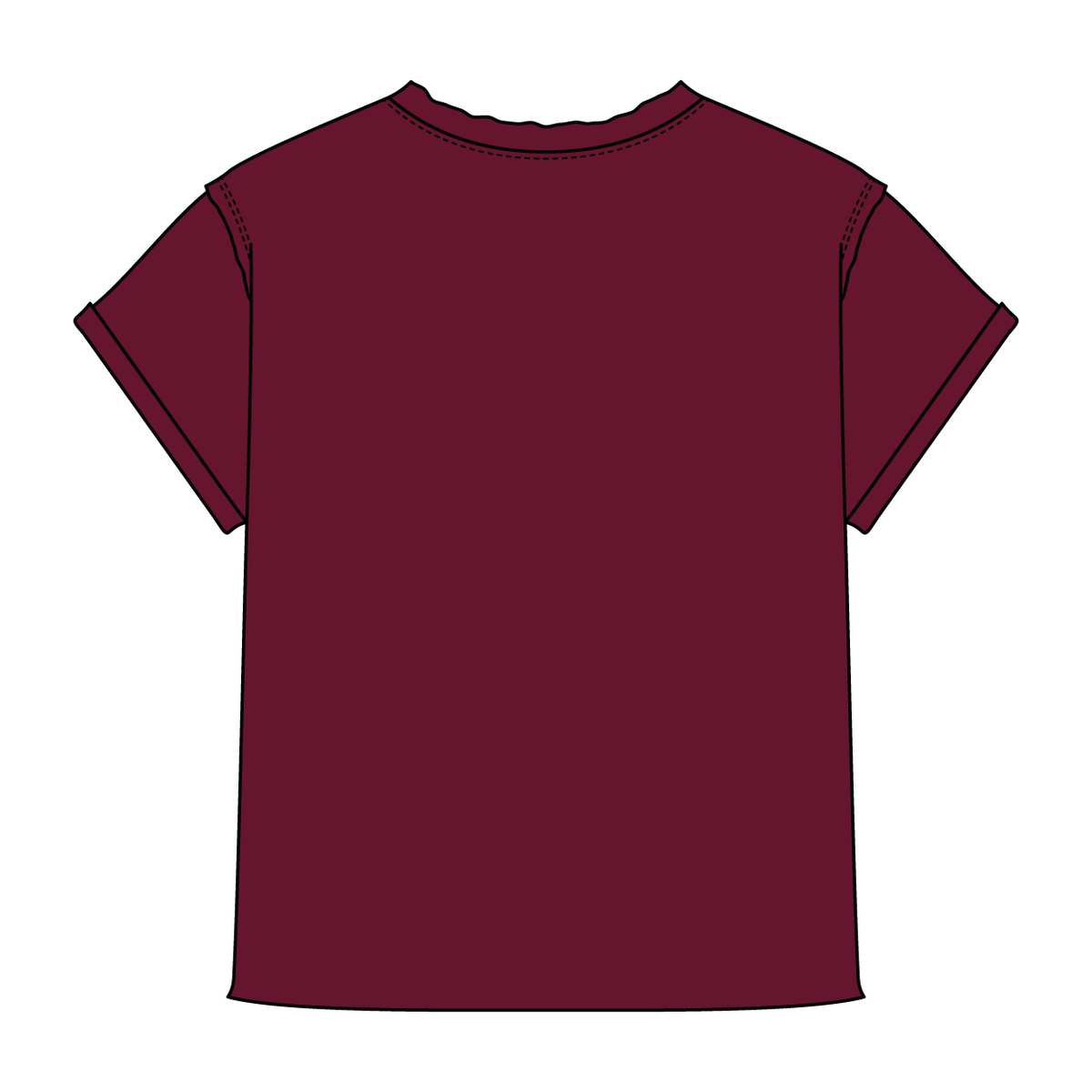 Women’s Full Length Boxy Raw Seamed T-Shirt with Cuffed Sleeves