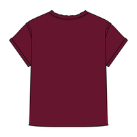 Women’s Full Length Boxy Raw Seamed T-Shirt with Cuffed Sleeves