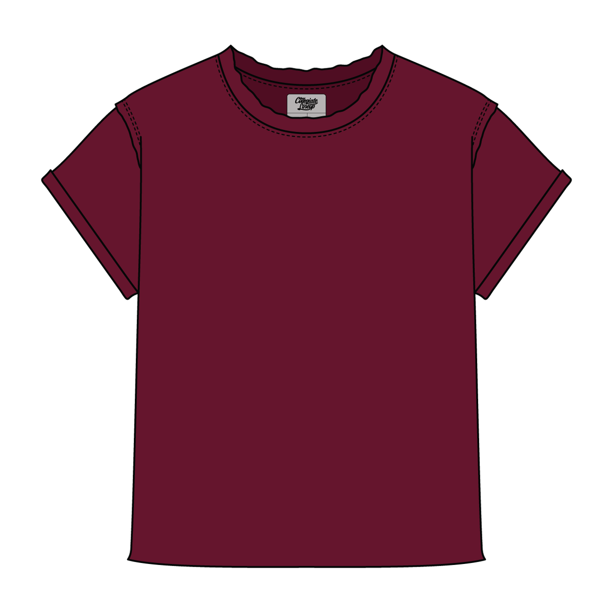 Women’s Full Length Boxy Raw Seamed T-Shirt with Cuffed Sleeves