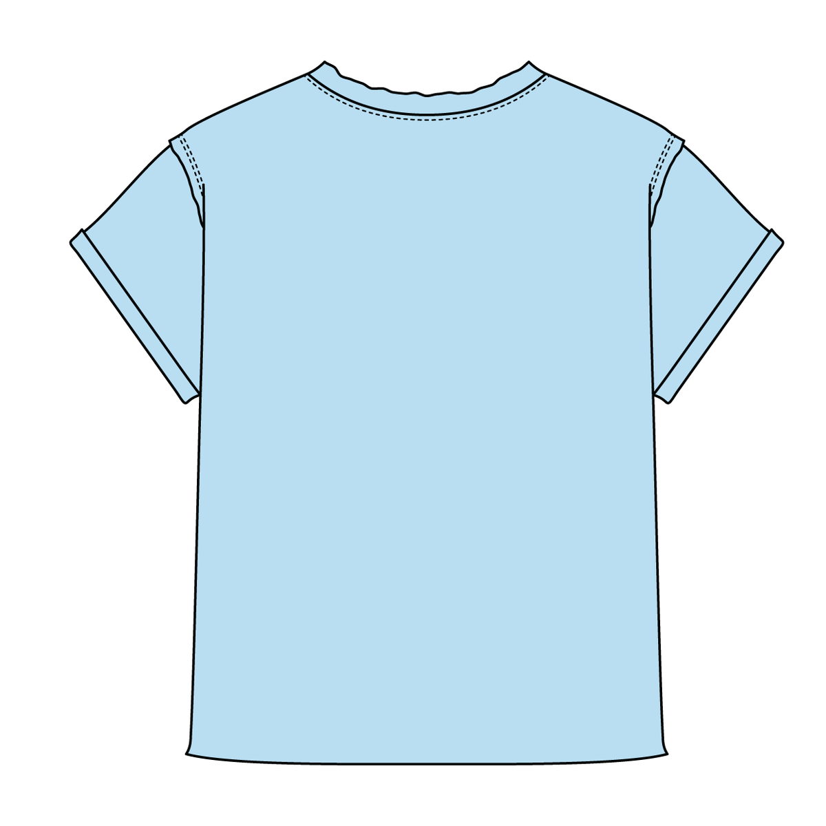 Women’s Full Length Boxy Raw Seamed T-Shirt with Cuffed Sleeves