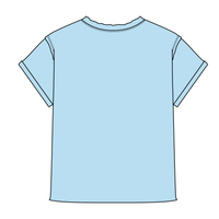 Women’s Full Length Boxy Raw Seamed T-Shirt with Cuffed Sleeves