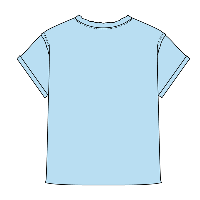 Women’s Full Length Boxy Raw Seamed T-Shirt with Cuffed Sleeves