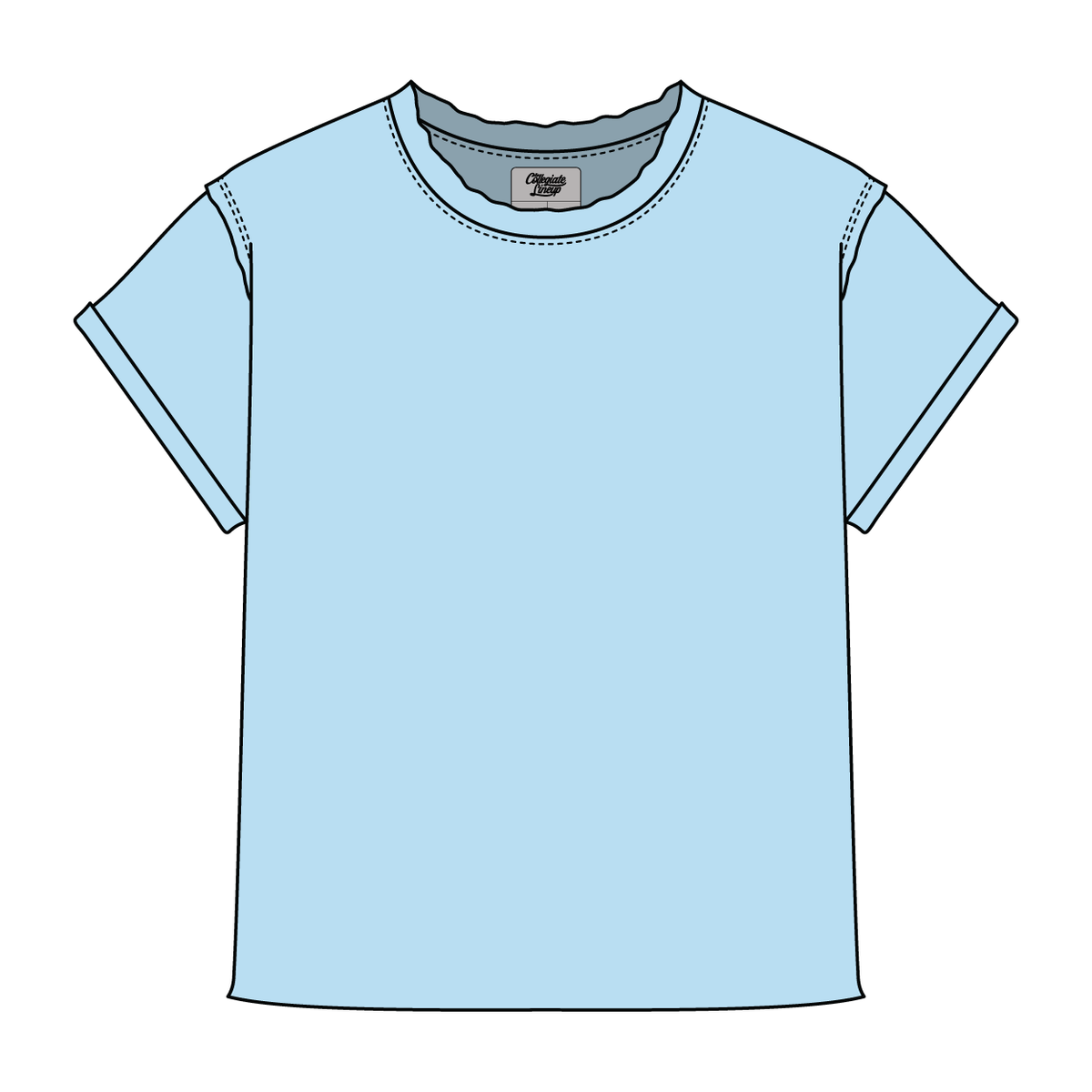 Women’s Full Length Boxy Raw Seamed T-Shirt with Cuffed Sleeves