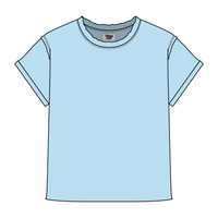 Women’s Full Length Boxy Raw Seamed T-Shirt with Cuffed Sleeves