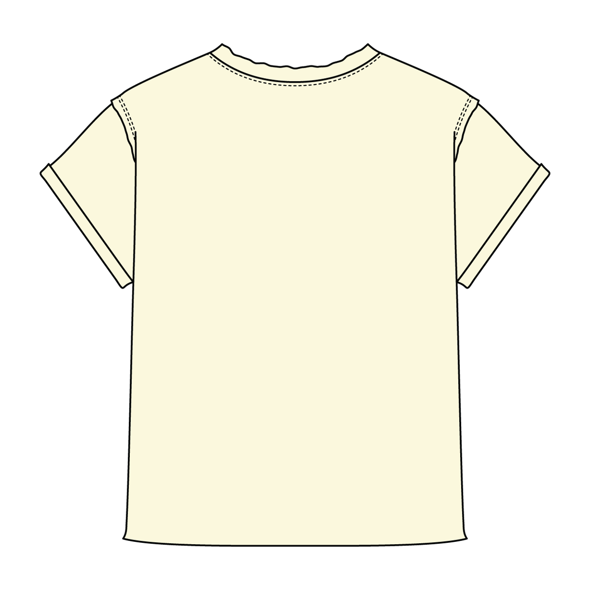 Women’s Full Length Boxy Raw Seamed T-Shirt with Cuffed Sleeves