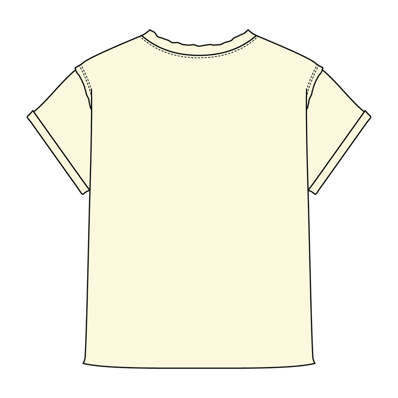 Women’s Full Length Boxy Raw Seamed T-Shirt with Cuffed Sleeves