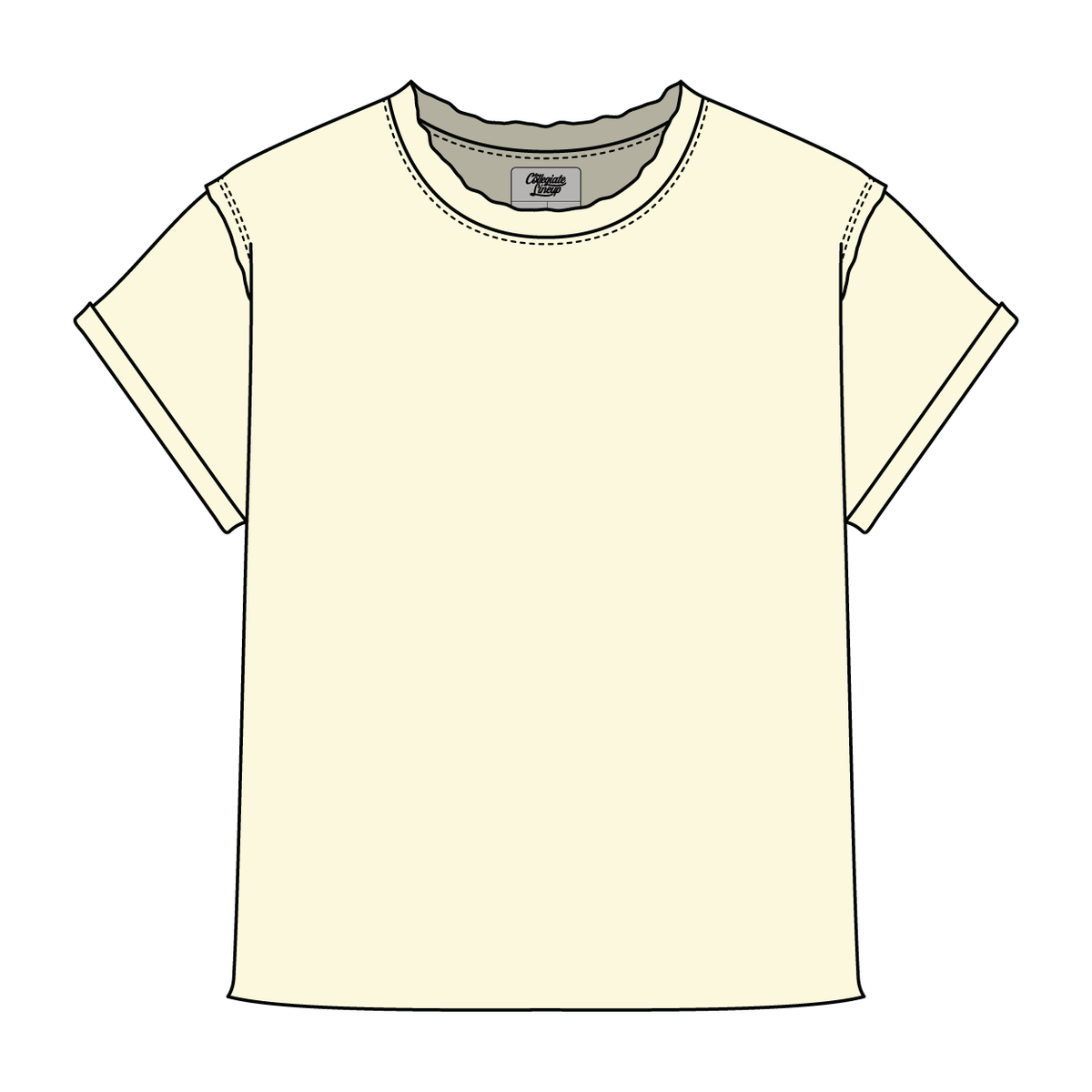 Women’s Full Length Boxy Raw Seamed T-Shirt with Cuffed Sleeves