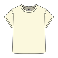 Women’s Full Length Boxy Raw Seamed T-Shirt with Cuffed Sleeves