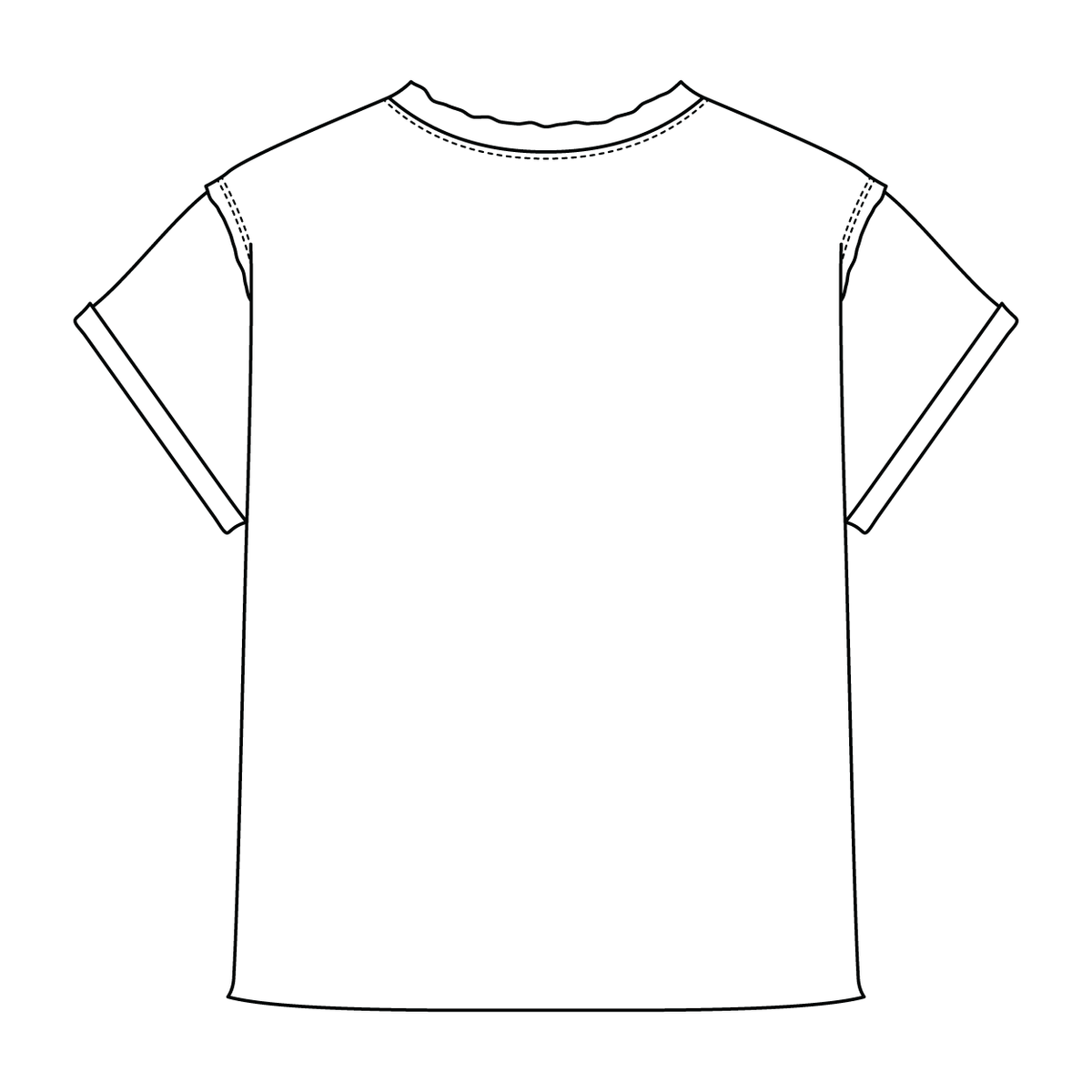 Women’s Full Length Boxy Raw Seamed T-Shirt with Cuffed Sleeves