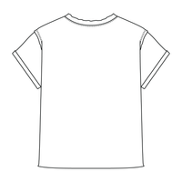Women’s Full Length Boxy Raw Seamed T-Shirt with Cuffed Sleeves