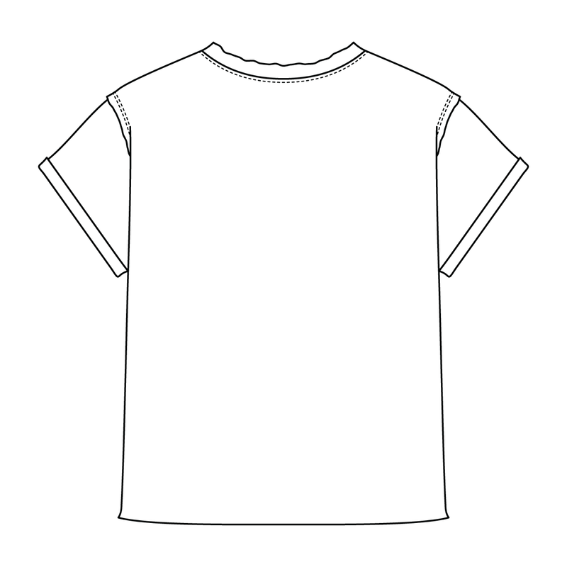 Women’s Full Length Boxy Raw Seamed T-Shirt with Cuffed Sleeves