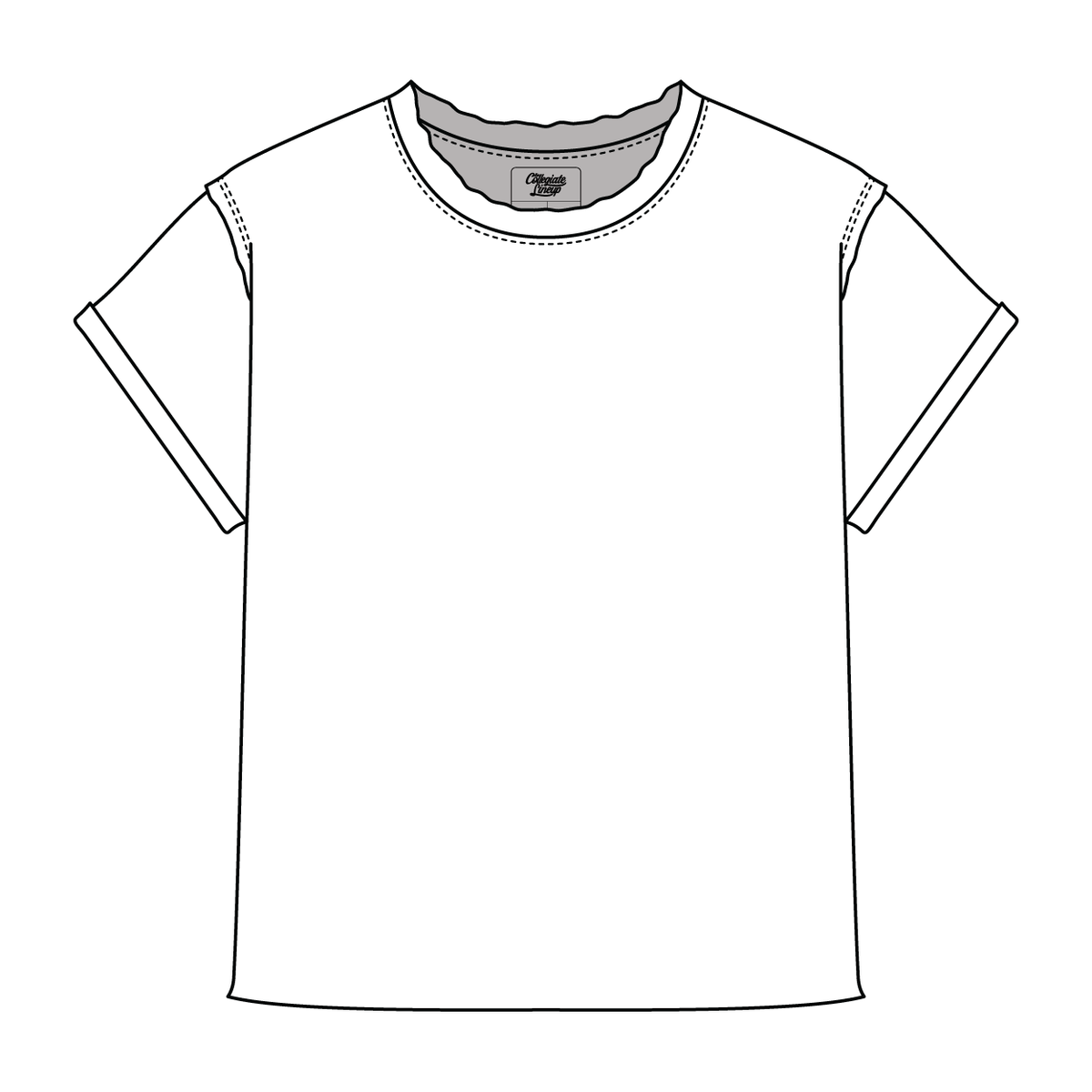 Women’s Full Length Boxy Raw Seamed T-Shirt with Cuffed Sleeves