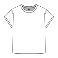 Women’s Full Length Boxy Raw Seamed T-Shirt with Cuffed Sleeves