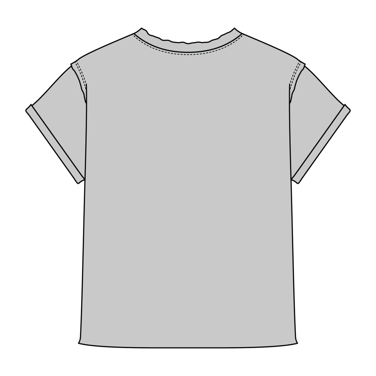 Women’s Full Length Boxy Raw Seamed T-Shirt with Cuffed Sleeves