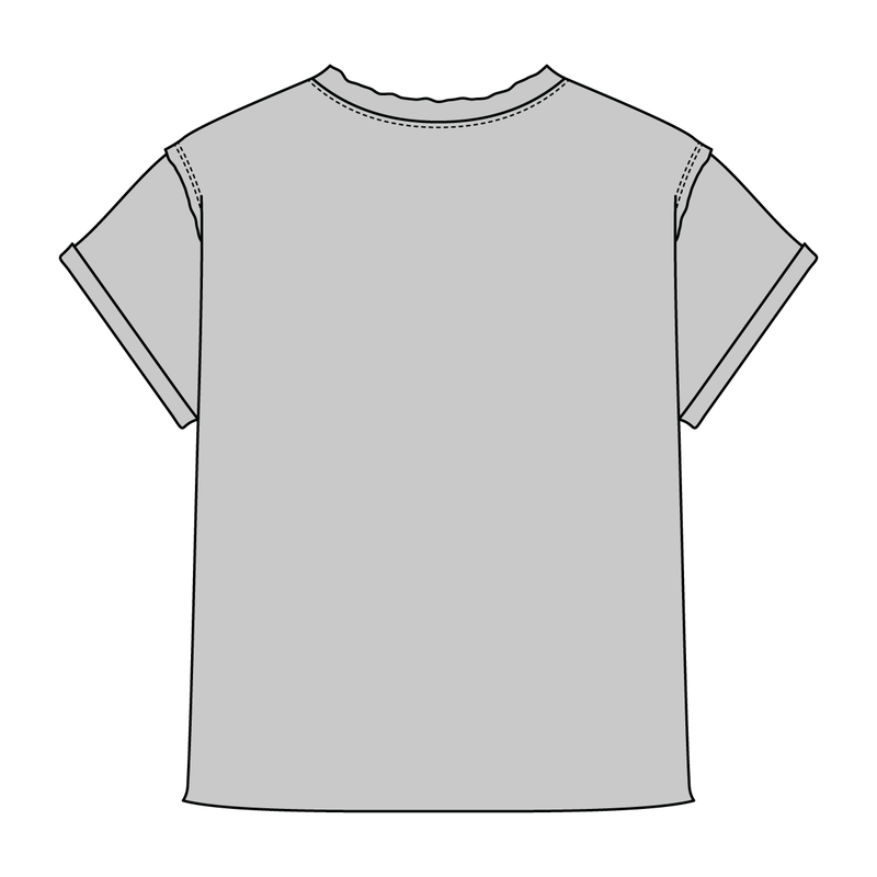 Women’s Full Length Boxy Raw Seamed T-Shirt with Cuffed Sleeves