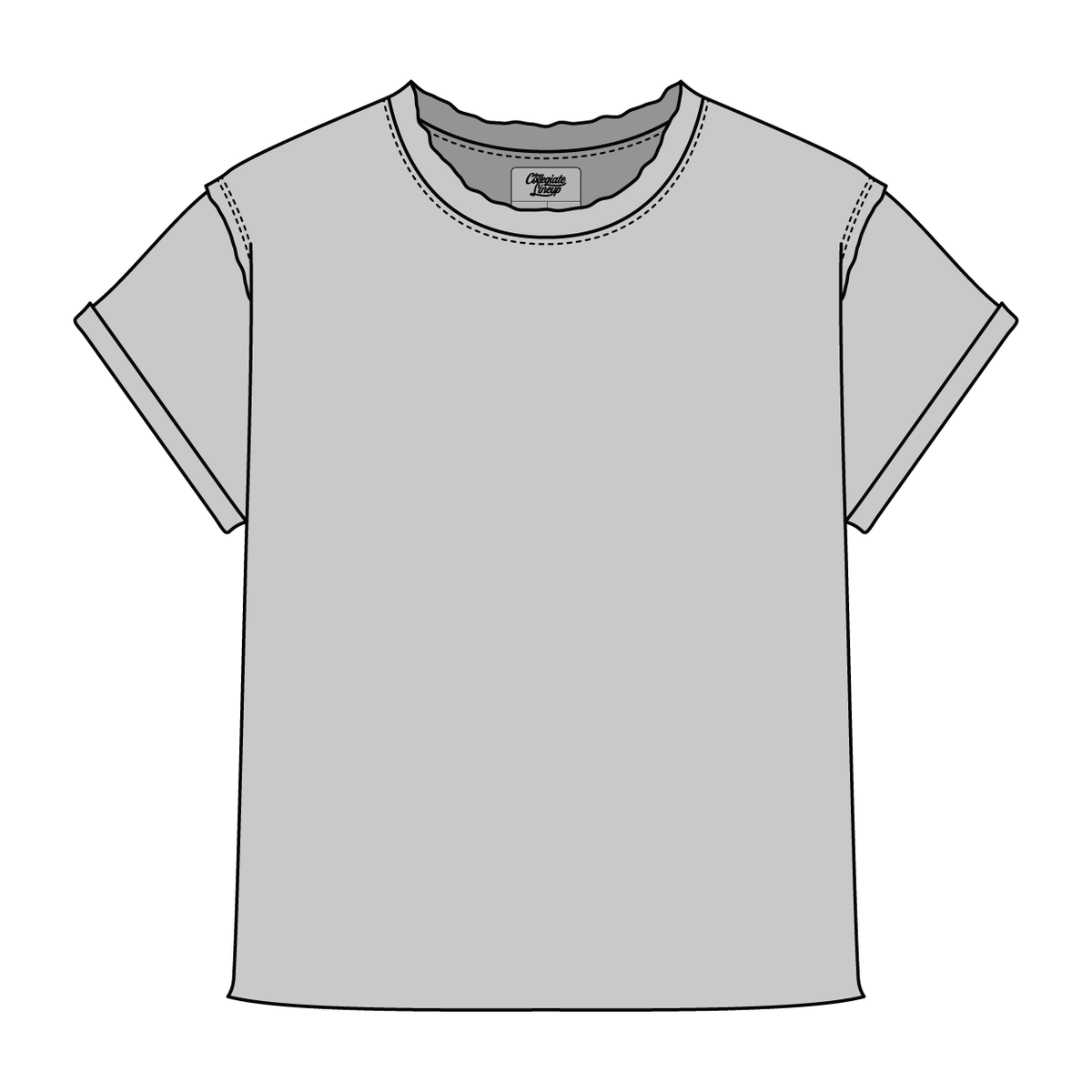 Women’s Full Length Boxy Raw Seamed T-Shirt with Cuffed Sleeves