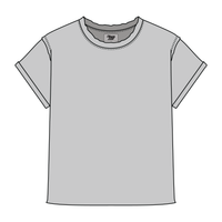 Women’s Full Length Boxy Raw Seamed T-Shirt with Cuffed Sleeves