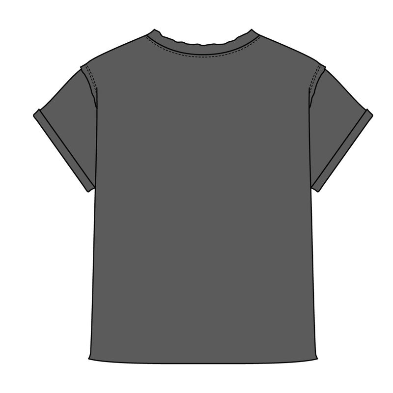Women’s Full Length Boxy Raw Seamed T-Shirt with Cuffed Sleeves