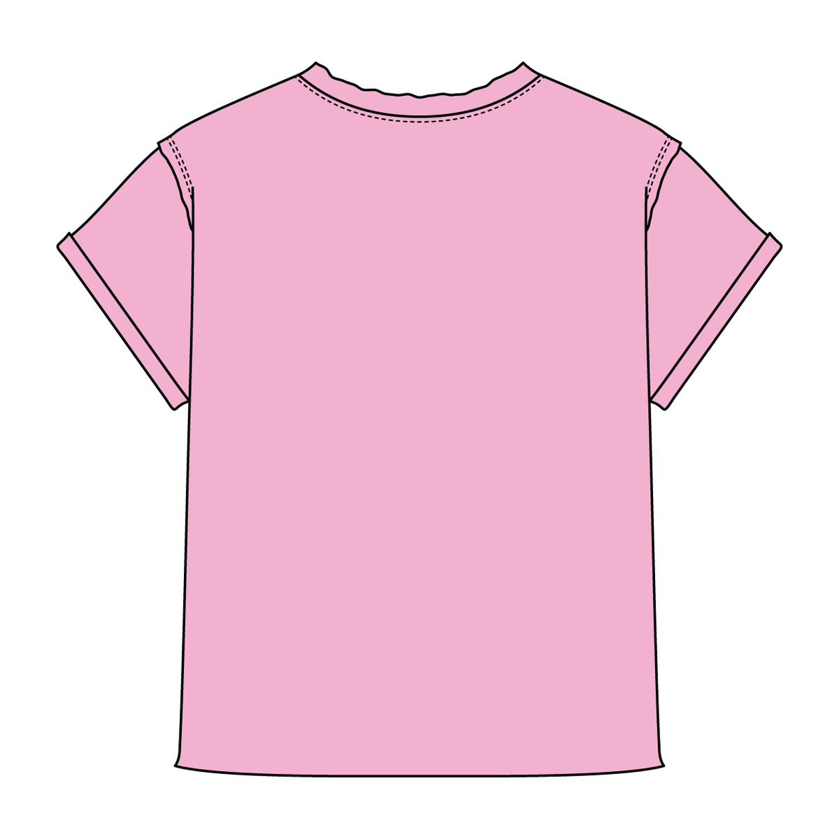 Women’s Full Length Boxy Raw Seamed T-Shirt with Cuffed Sleeves