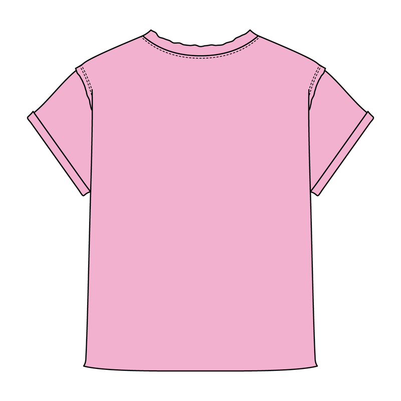 Women’s Full Length Boxy Raw Seamed T-Shirt with Cuffed Sleeves