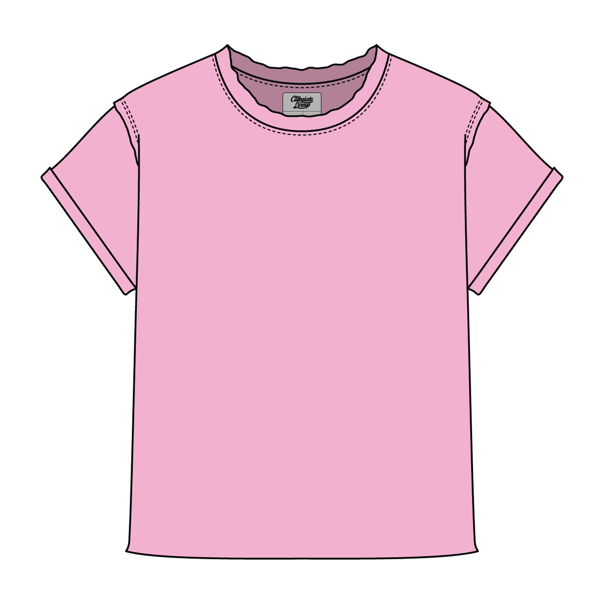 Women’s Full Length Boxy Raw Seamed T-Shirt with Cuffed Sleeves