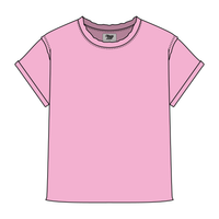 Women’s Full Length Boxy Raw Seamed T-Shirt with Cuffed Sleeves