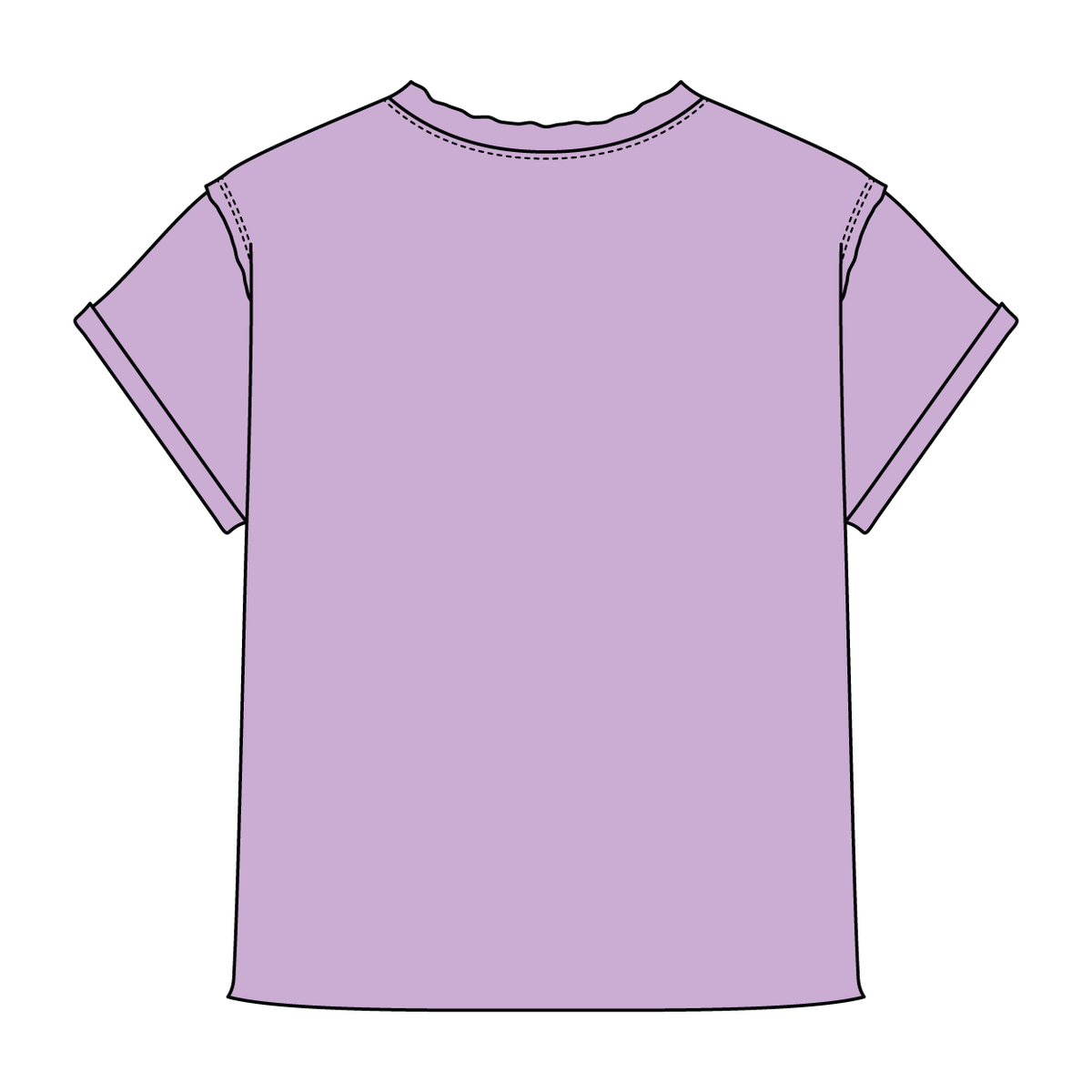 Women’s Full Length Boxy Raw Seamed T-Shirt with Cuffed Sleeves