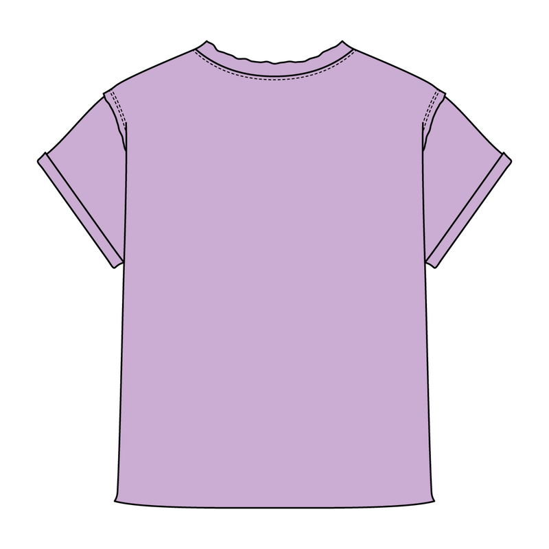 Women’s Full Length Boxy Raw Seamed T-Shirt with Cuffed Sleeves