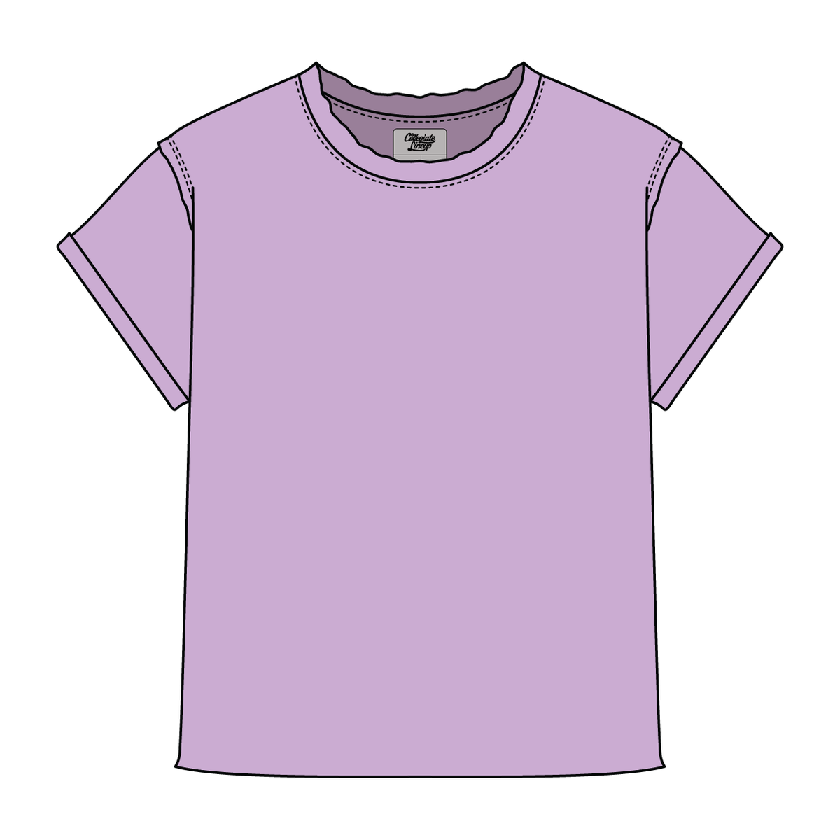 Women’s Full Length Boxy Raw Seamed T-Shirt with Cuffed Sleeves