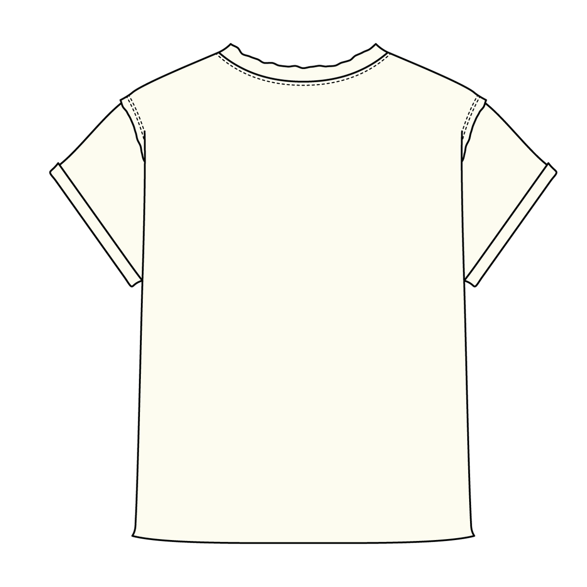 Women’s Full Length Boxy Raw Seamed T-Shirt with Cuffed Sleeves