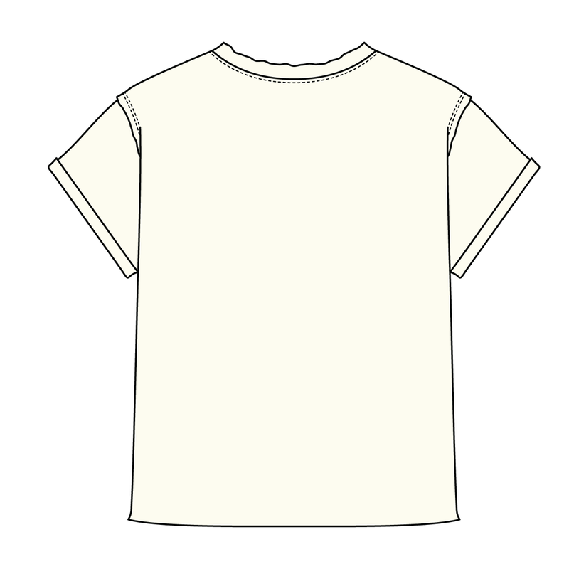 Women’s Full Length Boxy Raw Seamed T-Shirt with Cuffed Sleeves