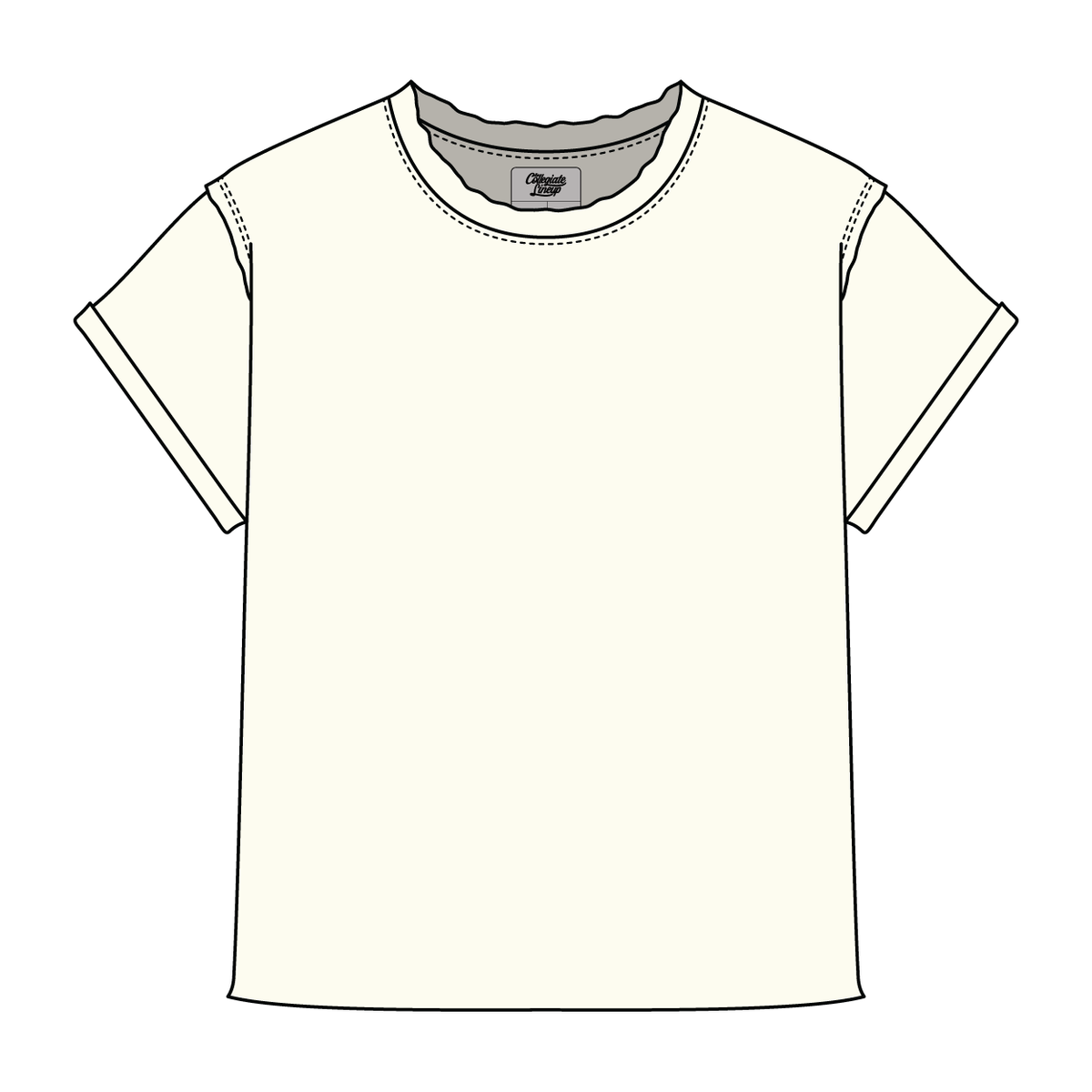 Women’s Full Length Boxy Raw Seamed T-Shirt with Cuffed Sleeves