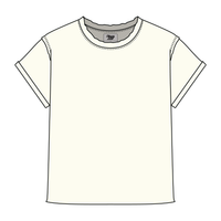 Women’s Full Length Boxy Raw Seamed T-Shirt with Cuffed Sleeves